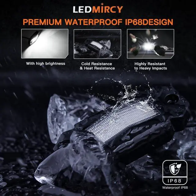 Alt view image 3 of 7 - R2 Pure White Rock Lights Kit with Roker Switch Wire Harness 12PCS LED Rock Lights White for Offroad Trucks ATV UTV SUV Underglow Lights Trail Rig Lights Under Body High Power Waterproof