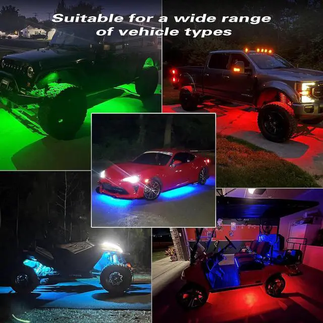 Alt view image 3 of 7 - 8Pods RGB LED Rock Lights with APP/RF Remote Control, Underglow Lights Multi Zone Neon Exterior Lights Multicolor 12v Waterproof for Trucks Accessories Jeep UTV SUV ATV Golf Cart Offroad