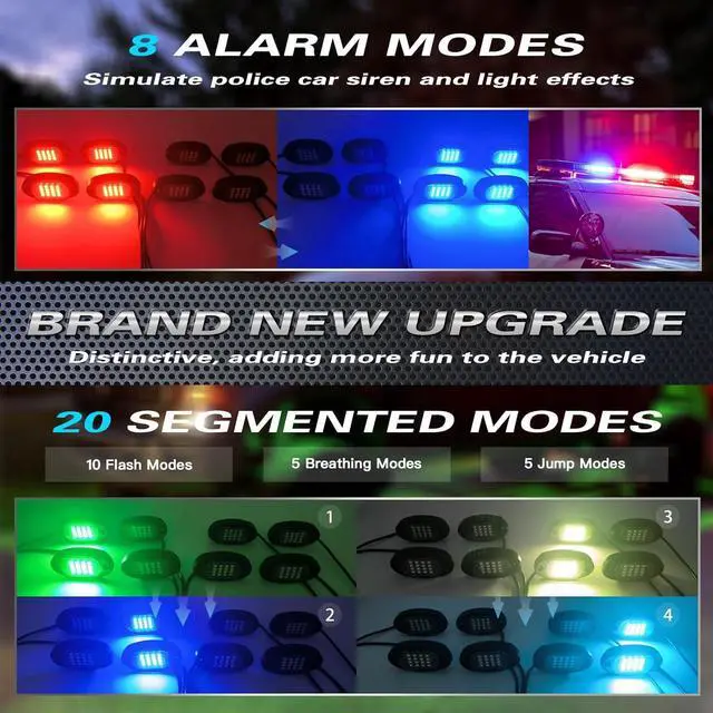 Alt view image 4 of 7 - 8Pods RGB LED Rock Lights with APP/RF Remote Control, Underglow Lights Multi Zone Neon Exterior Lights Multicolor 12v Waterproof for Trucks Accessories Jeep UTV SUV ATV Golf Cart Offroad