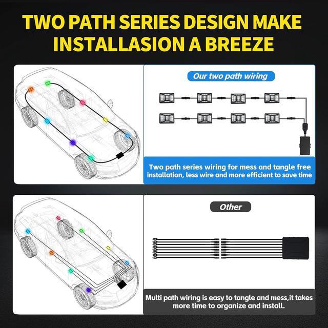 Alt view image 4 of 7 - 8 Pods Full Angle RGB Rock Lights Compatible with Trucks Jeep UTV SUV ATV Boat Golf Cart, Waterproof Multi-Color, App/Remote Control Led Rock Lights with Music Mode