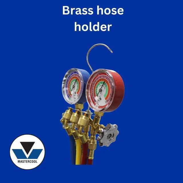 Alt view image 3 of 7 - 59161, Brass R410A, R22, R404A 2-Way Manifold Gauge Set with 3-1/8" Gauges, 3-60" Hoses and Standard 1/4" Fittings