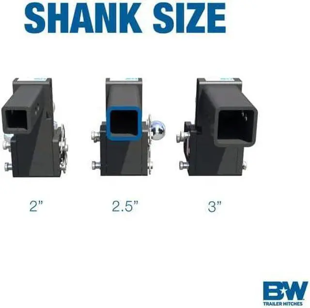 Alt view image 5 of 7 - Trailer Hitches Tow & Stow Adjustable Trailer Hitch Ball Mount - Fits 2.5" Receiver, Tri-Ball (1-7/8" x 2" x 2-5/16"), 5" Drop, 18,000 GTW - TS20048B