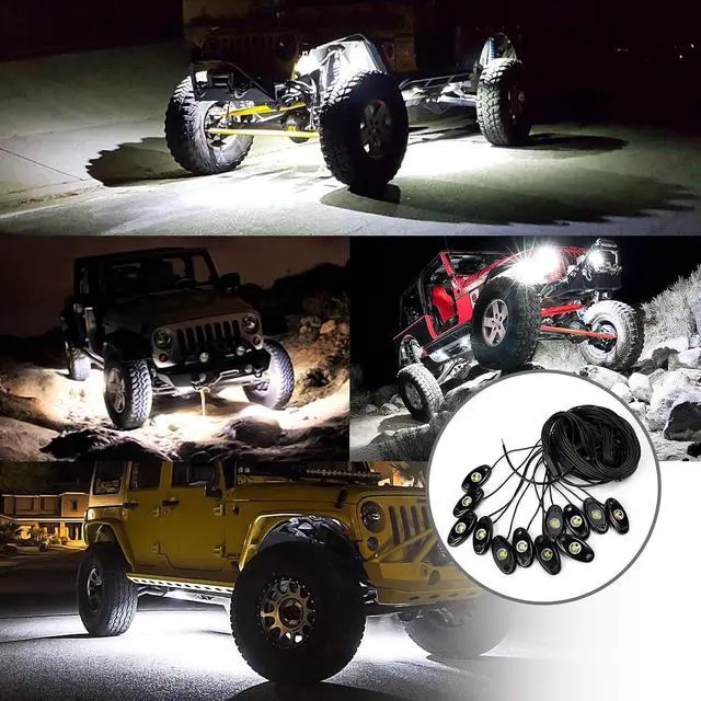 Alt view image 4 of 7 - White Led Rock Lights Kit, 12 Pods Underglow Light for Jeep Offroad Truck Car ATV SUV Boat Motorcycle Vehicle Under Body Glow Light Lamp Trail Fender Lighting (12pods Rock W)