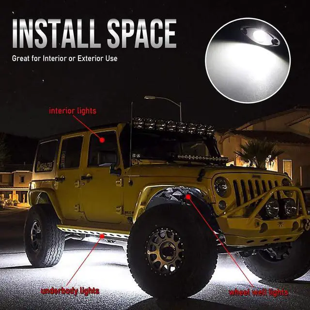 Alt view image 5 of 7 - White Led Rock Lights Kit, 12 Pods Underglow Light for Jeep Offroad Truck Car ATV SUV Boat Motorcycle Vehicle Under Body Glow Light Lamp Trail Fender Lighting (12pods Rock W)