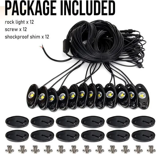 Alt view image 7 of 7 - White Led Rock Lights Kit, 12 Pods Underglow Light for Jeep Offroad Truck Car ATV SUV Boat Motorcycle Vehicle Under Body Glow Light Lamp Trail Fender Lighting (12pods Rock W)