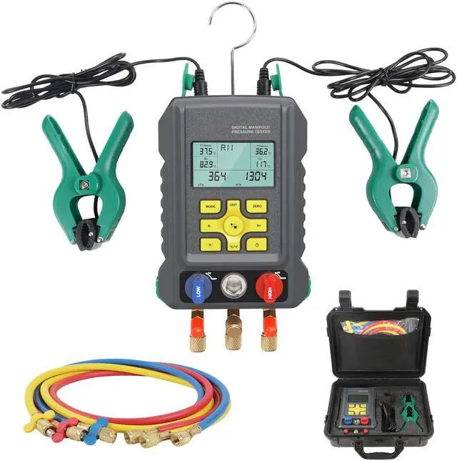 Main image of Digital Gauges HVAC Gauges with Hoses 93 Refrigerants Digital Manifold Gauges HVAC Tools HVAC Manifold Gauge Set AC Gauges Kit Refrigerant Gauges R134A 1234YF R22 R12 R404A R410A Refrigeration Gauges