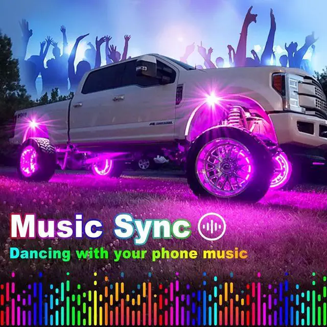 Alt view image 2 of 6 - YiLaie RGB LED Rock Lights, 60 LEDs High Brightness Multifunction Neon underglow Kit Waterproof Light with APP/RF Control Multicolor Lights for ATV RZR UTV SUV Off Road Car, DC 12V (4 Pods)