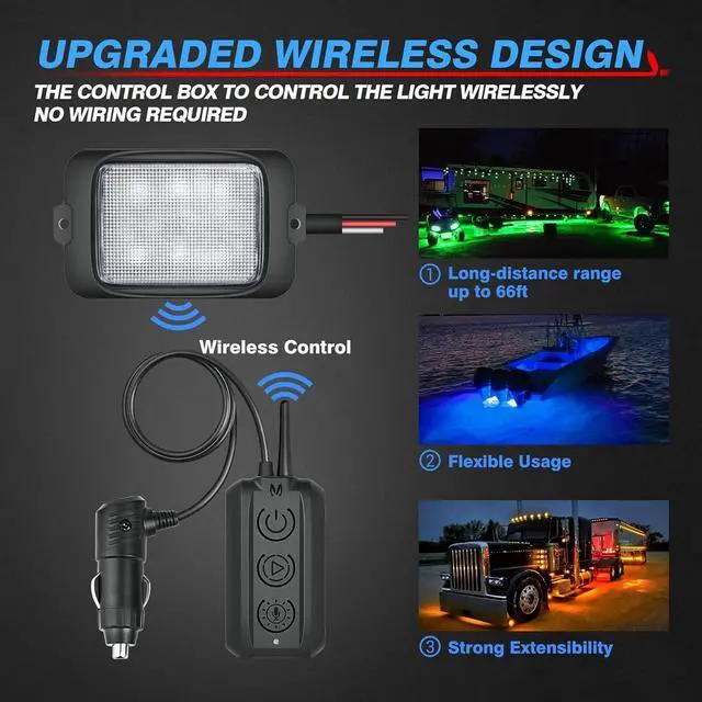 Alt view image 2 of 7 - C3 Extensible RGBW LED Rock Lights Kit - 20 Pods Wireless Control Multi-Color Neon Underglow Lights with Bluetooth APP & Control Box (Extensible Up to 32 Pods)