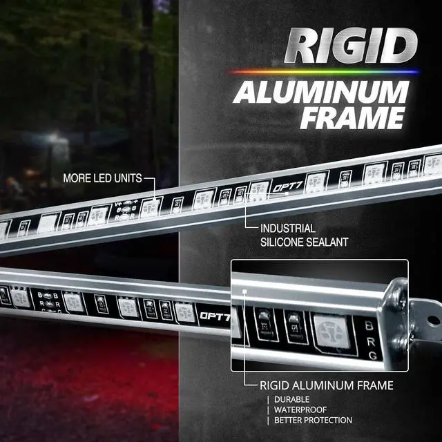 Alt view image 2 of 7 - Aura Pro Underglow Lights Kit for Truck with App Control, 4 PCS Waterproof Rigid Aluminum Neon Accent LED Light Bar Strip, Music Soundsync Multicolor Modes for Regular Extended Crew Cab