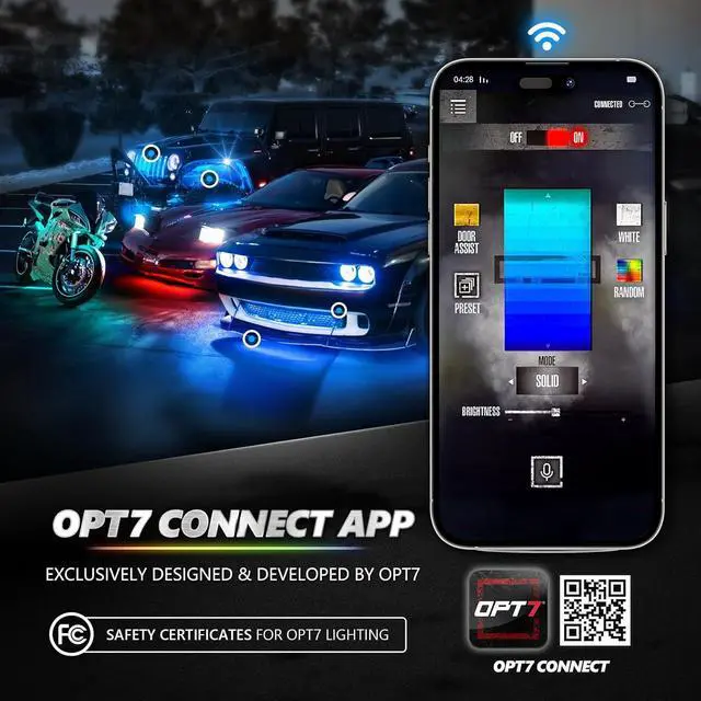 Alt view image 3 of 7 - Aura Pro Aluminum Underglow for Car Truck RV, Bluetooth APP Exterior Underbody Lighting Kit, Multi-Color Mode, Waterproof, Soundsync, Door Assist, iOS/Android Enable, Universal Fit, 4 PCS LED Bar