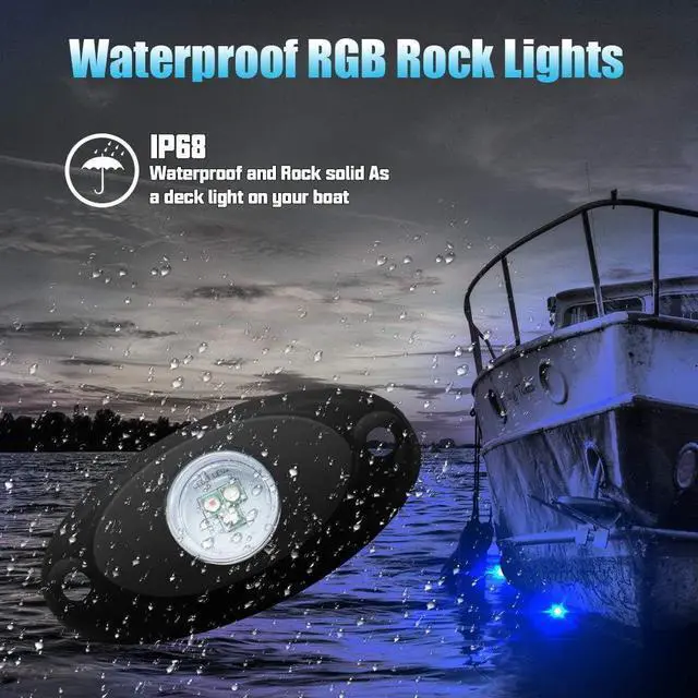Alt view image 4 of 7 - SUNPIE Rock Lights, Rock Lights for Truck Compatible with Jeep Wrangler UTV ATV Offroad, 8 Pods RGB Universal Underglow Body LED Lights&Color Changing and Waterproof