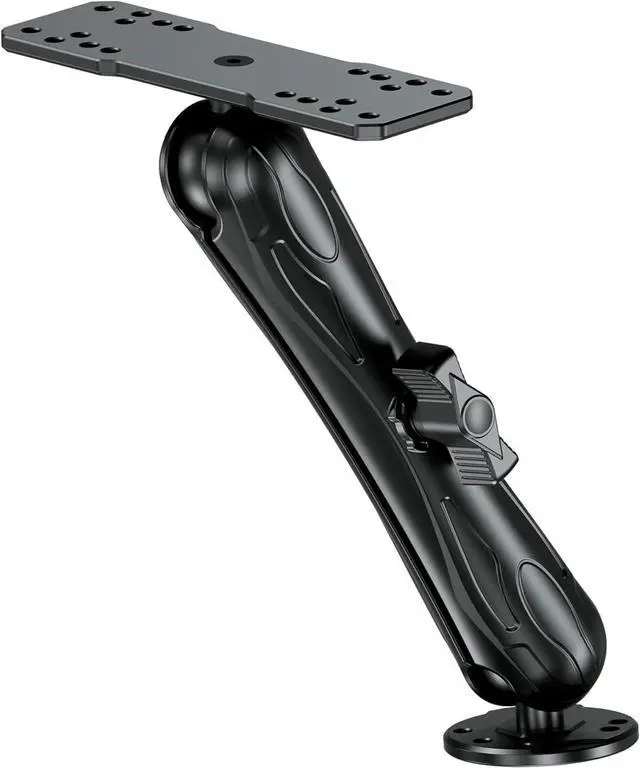 Main image of Aluminum Alloy Fish Finder Mount with C Size 1.5" Ball Rectangle Plate & Round Base, 9.1" Long Arm Marine Electronic Mount Compatible with Garmin, Lowrance, Humminbird, Raymarine and More