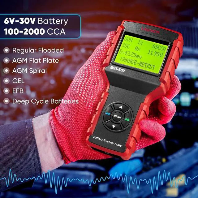 Alt view image 2 of 7 - BST-500 Car Battery Tester 12V 24V Battery Load Tester,100-2000CCA Automotive Battery Alternator Tester for Cars/Boat/Truck/Lawn Mower, Compatible with Flooded AGM Gel EFB,etc.