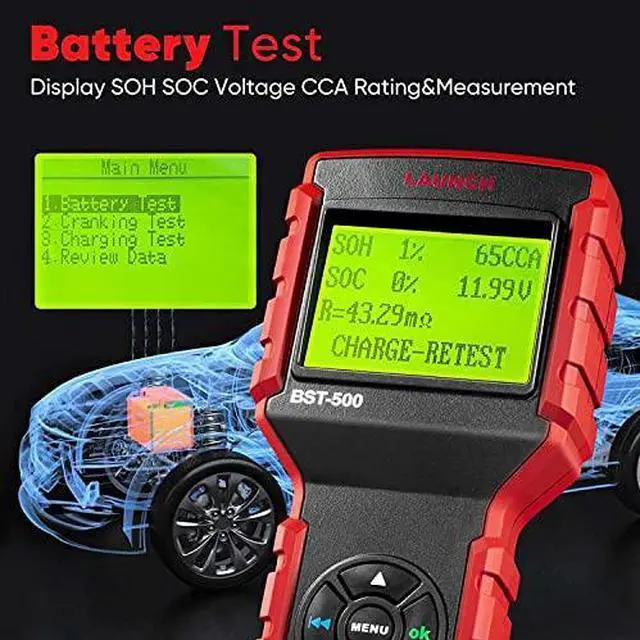 Alt view image 5 of 7 - BST-500 Car Battery Tester 12V 24V Battery Load Tester,100-2000CCA Automotive Battery Alternator Tester for Cars/Boat/Truck/Lawn Mower, Compatible with Flooded AGM Gel EFB,etc.