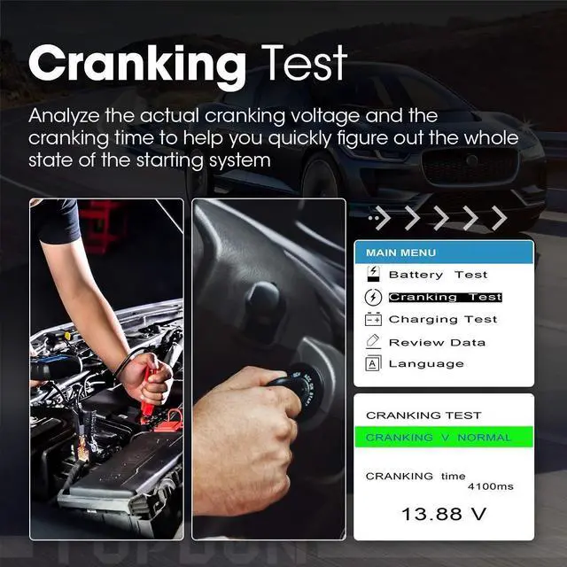 Alt view image 7 of 7 - Car Battery Tester 24V 12V Load Tester, TOPDON BT200 100-2000CCA Automotive Alternator Tester Digital Auto Battery Analyzer Charging Cranking System Tester for Car Truck Motorcycle ATV SUV Boat Yacht