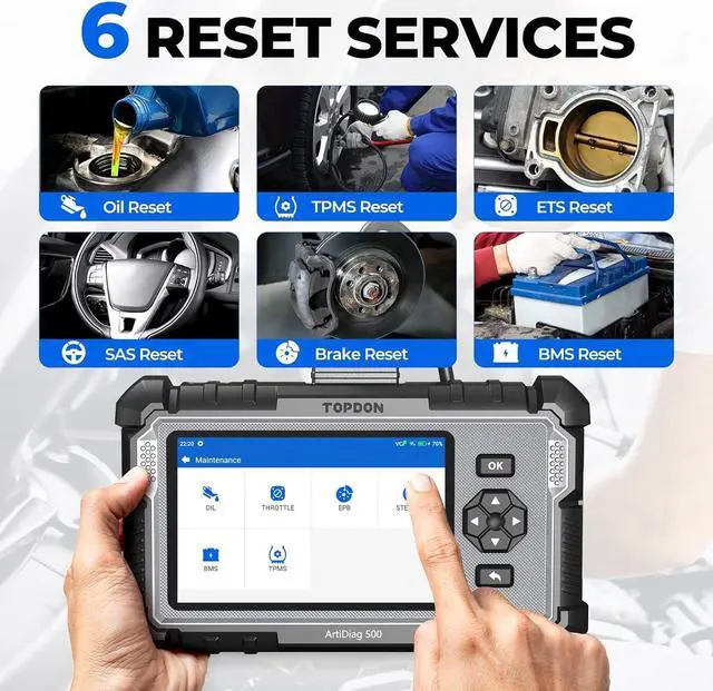 Alt view image 3 of 6 - OBD2 Scanner TOPDON AD500 Oil/SAS/Throttle/TPMS/BMS/EPB Reset Engine/ABS/SRS/Transmission, Diagnostic Scan Tool, AutoVIN, Car Check Engine Code Reader with Battery Test, Lifetime Wi-Fi Free Update