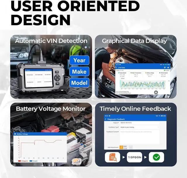 Alt view image 4 of 6 - OBD2 Scanner TOPDON AD500 Oil/SAS/Throttle/TPMS/BMS/EPB Reset Engine/ABS/SRS/Transmission, Diagnostic Scan Tool, AutoVIN, Car Check Engine Code Reader with Battery Test, Lifetime Wi-Fi Free Update