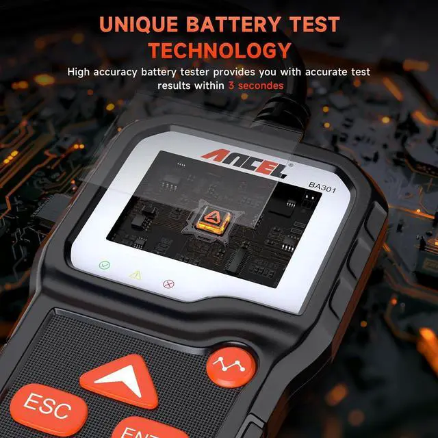Alt view image 7 of 7 - BA301 6V 12V Car Battery Tester, 100-2000 CCA Automotive Load Tester Alternator Tester Auto Digital Battery Analyzer Cranking and Charging System Test Tool for Motorcycle Car Boat Truck SUV ATV