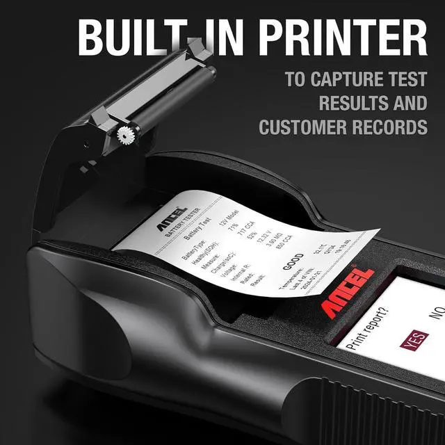 Alt view image 5 of 7 - BST600 Car Battery Tester with Printer - 12V/24V, 100-2000 CCA, Digital Auto Battery Load Tester - Cranking and Charging System Test for Heavy Duty Truck, Marine, Motorcycles, RVs, SUVs, Boats