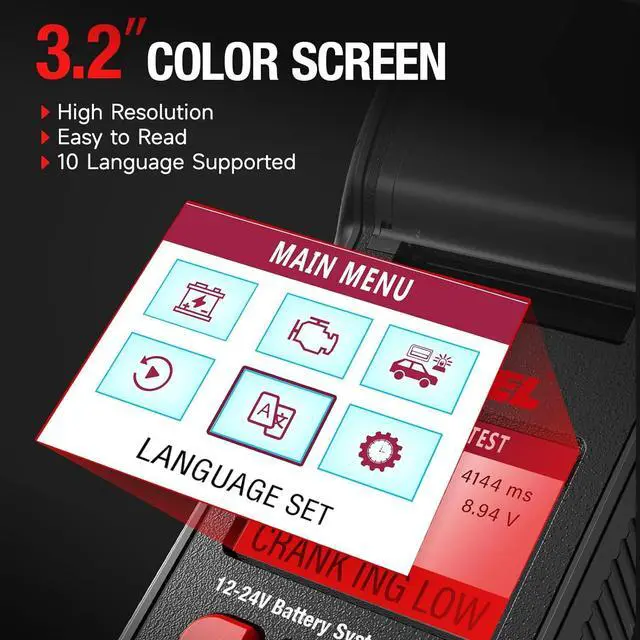 Alt view image 6 of 7 - BST600 Car Battery Tester with Printer - 12V/24V, 100-2000 CCA, Digital Auto Battery Load Tester - Cranking and Charging System Test for Heavy Duty Truck, Marine, Motorcycles, RVs, SUVs, Boats