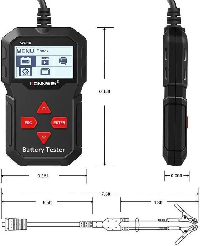 Alt view image 4 of 7 - KW710 Car Battery Tester 6V 12V 24V, Battery Load Tester Automotive 100-2000CCA Digital Auto Battery Analyzer Alternator Starter Tester for Car Truck Motorcycle Marine ATV SUV