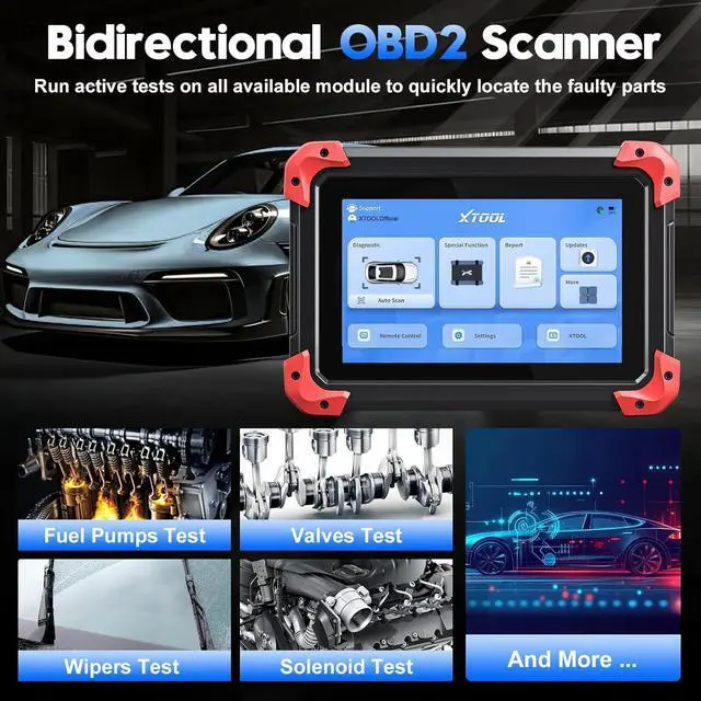 Alt view image 2 of 7 - D7 Bidirectional OBD2 Scanner: 2024 Newest Automotive Scanner Diagnostic Tool with Active Tests, Full System Diagnotics, 36+ Resets, Crank Sensor Relearn, ABS Bleed, Android 10, 3-Year Updates