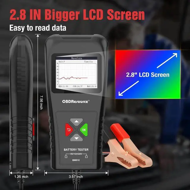 Alt view image 5 of 7 - Car Battery Tester with Printer 6V 12V 24V, OBDResource BM800 Automotive Battery Tester Professional Bettery Analyzer Standard Test Cranking/Charging/Load Test for Car Trucks Motorcycles