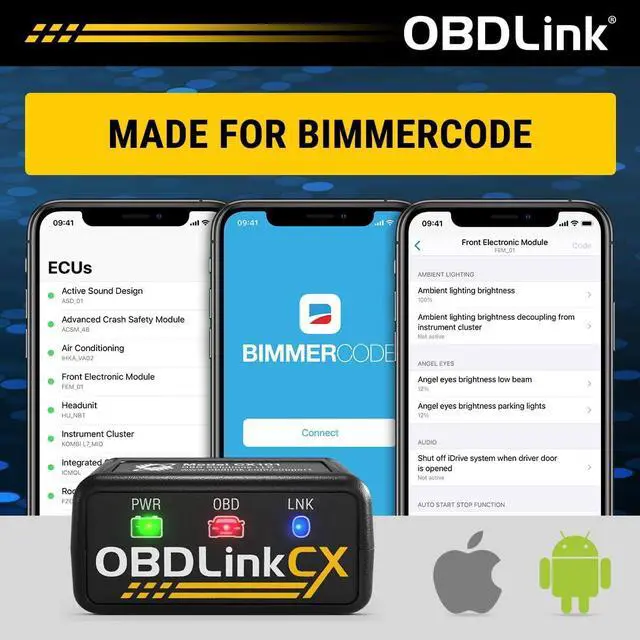 Alt view image 2 of 6 - CX Bimmercode Bluetooth 5.1 OBD2 Adapter for BMW/Mini, Works with iPhone/iOS & Android, Car Coding, OBD II Diagnostic Scanner