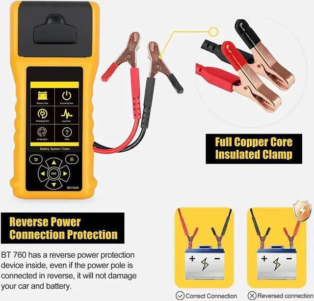 Alt view image 5 of 7 - 12V/24V 30-1700 CCA Auto Battery Load Tester, Cranking and Charging System Diagnostic Tool with Built-in Thermal Printer for All Cars11