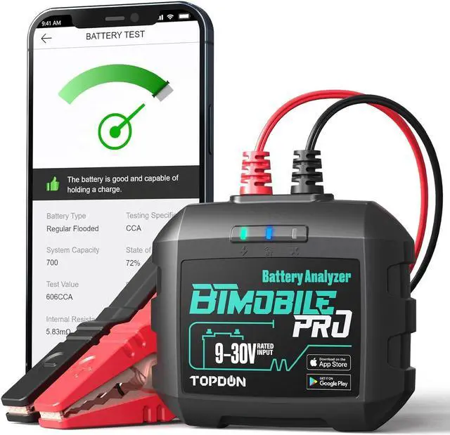 Main image of Car Battery Tester 12v, TOPDON Wireless Battery Load Tester 100-2000 CCA, BTMobile PRO Battery Monitor Cranking & Charging Tester Automotive Battery Analyzer, Bluetooth Alternator Load Tester