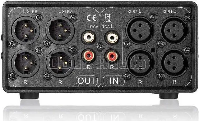 Alt view image 2 of 7 - MC3 2-IN-2-OUT XLR Balanced/RCA Converter Audio Selector Splitter Box Passive Preamp XLR to RCA Switch