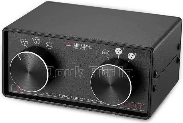 Alt view image 3 of 7 - MC3 2-IN-2-OUT XLR Balanced/RCA Converter Audio Selector Splitter Box Passive Preamp XLR to RCA Switch