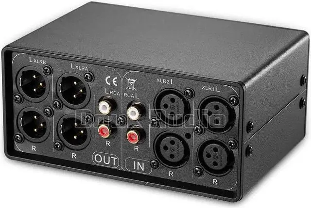 Alt view image 4 of 7 - MC3 2-IN-2-OUT XLR Balanced/RCA Converter Audio Selector Splitter Box Passive Preamp XLR to RCA Switch