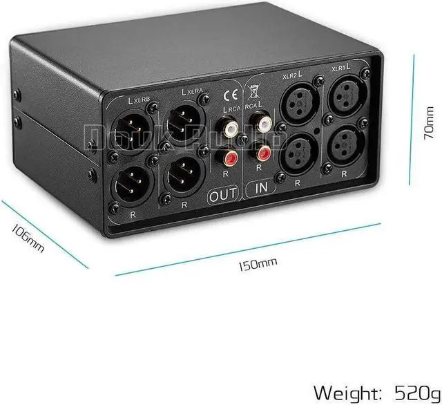 Alt view image 7 of 7 - MC3 2-IN-2-OUT XLR Balanced/RCA Converter Audio Selector Splitter Box Passive Preamp XLR to RCA Switch