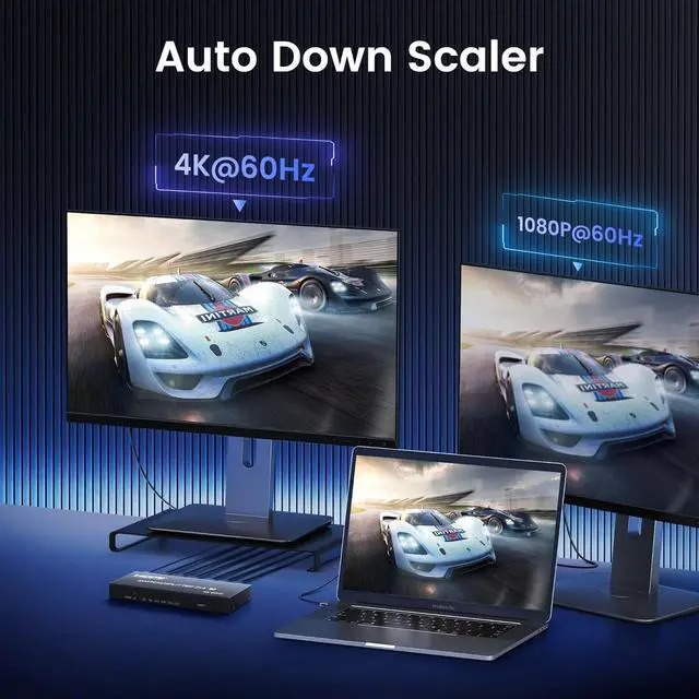 Alt view image 5 of 7 - 4K@60Hz HDMI Switch Splitter 2 in 4 Out with Remote, avedio Links 2x4 HDMI Splitter Switcher 4K with SPDIF & 3.5mm Audio,Support 4K,3D,1080p,HDCP2.2,HDR 10 for PS5/4,Xbox,Fire Stick,etc