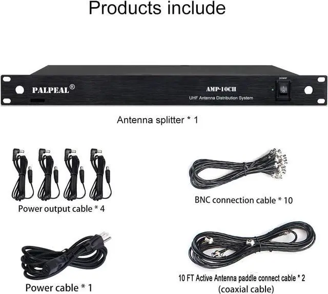 Alt view image 5 of 5 - AMP-10CH 5 Way (10 Channel) UHF Wireless Antenna Distribution System for Wireless Microphone Systems,8 Outputs + 2 Cascade Ports.Antenna Splitter,Wireless Microphone Signal Amplifier
