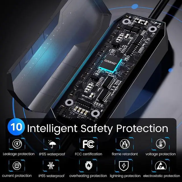 Alt view image 6 of 7 - Level 1+2 EV Charger - ETL Certified, 110V-240V, 16 Amp, 20ft Cable, Portable Electric Car Charger with NEMA 6-20 & NEMA 5-15 Plug for J1772 EVs and PHEVs