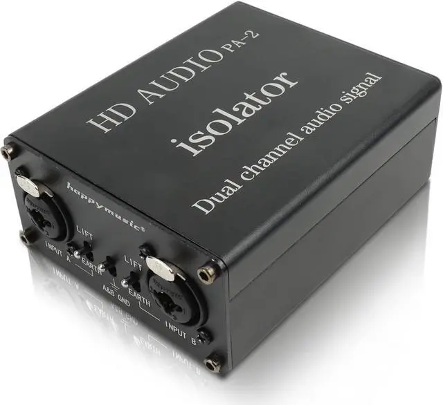 Main image of XLR 1/4 inch, Dual Channel Ground Loop Isolator for Sound System, Subwoofer, Karaoke Speaker, Guitar, Keyboard, Bass