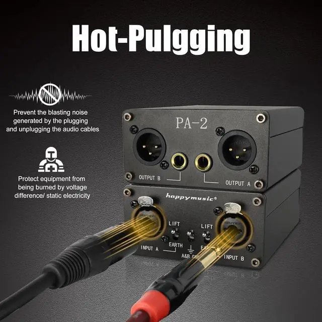 Alt view image 3 of 7 - XLR 1/4 inch, Dual Channel Ground Loop Isolator for Sound System, Subwoofer, Karaoke Speaker, Guitar, Keyboard, Bass