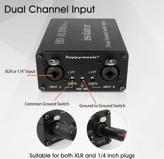 Alt view image 4 of 7 - XLR 1/4 inch, Dual Channel Ground Loop Isolator for Sound System, Subwoofer, Karaoke Speaker, Guitar, Keyboard, Bass