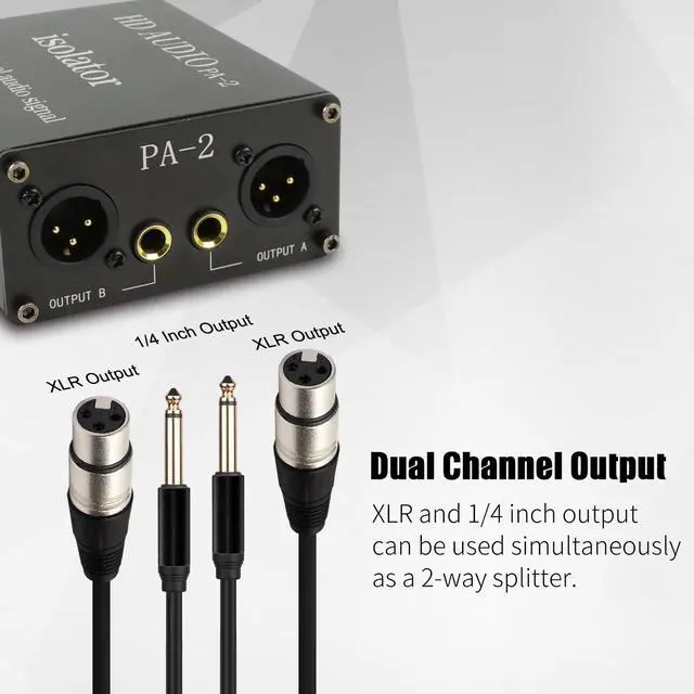 Alt view image 5 of 7 - XLR 1/4 inch, Dual Channel Ground Loop Isolator for Sound System, Subwoofer, Karaoke Speaker, Guitar, Keyboard, Bass