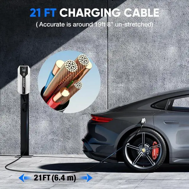 Alt view image 5 of 7 - Portable EV Charger Level 1+2, 8/10/13/16 Amp Adjustable Electric Car Charger, 110V-240V 3.5KW 20 ft Plug-in Hybrid EV Charger