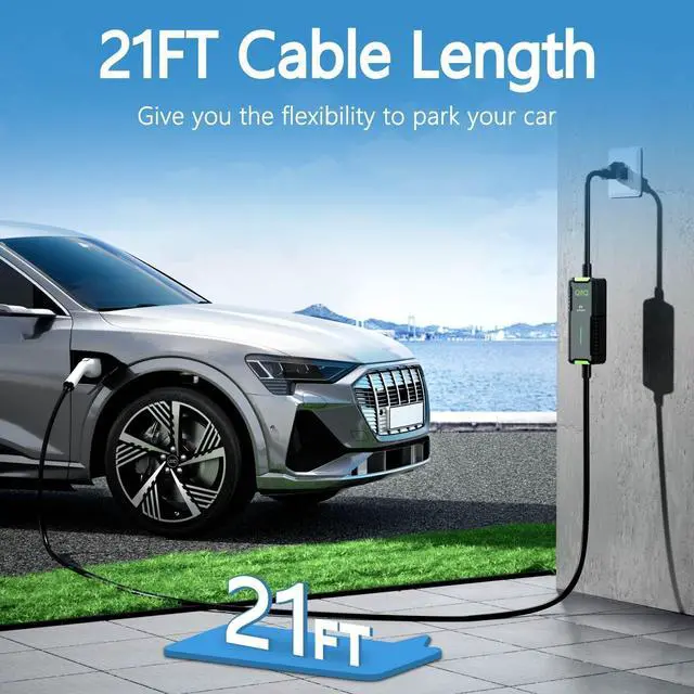 Alt view image 5 of 7 - Level 1-2 EV Charger, 16 Amp 110-240V Portable Electric Car Charger, Electric Vehicle Charging Stations with NEMA 6-20 Plug & NEMA 5-15 Adapter for J1772, Level 2 EV Charger with 21 FT Cable