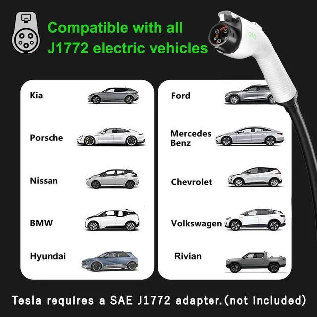 Alt view image 7 of 7 - Level 1-2 EV Charger, 16 Amp 110-240V Portable Electric Car Charger, Electric Vehicle Charging Stations with NEMA 6-20 Plug & NEMA 5-15 Adapter for J1772, Level 2 EV Charger with 21 FT Cable