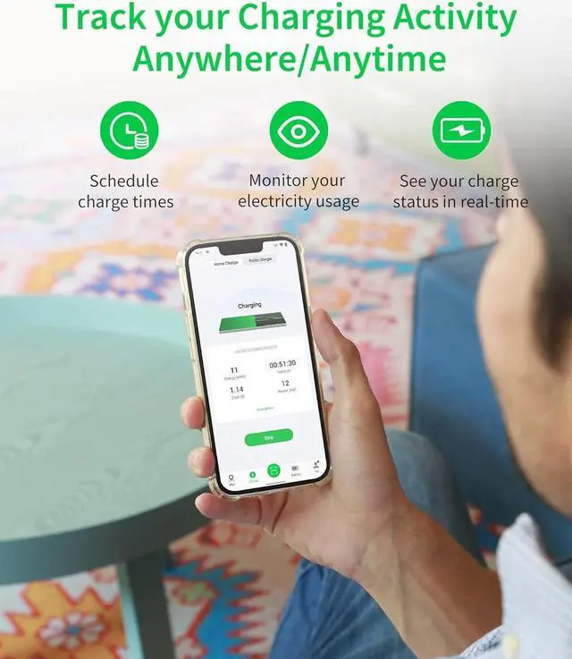 Alt view image 7 of 7 - Home Level 2 EV Charger up to 50Amp, 240V, Indoor/Outdoor Car Charging Station, Flexible 25-Foot Cable,Hardwired, Silver