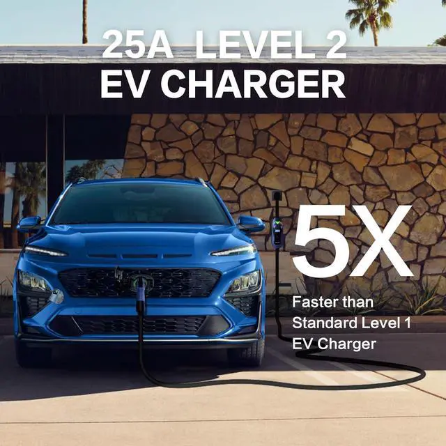 Alt view image 2 of 7 - Level 2 Portable EV Charger (240 Volt, 25ft Cable, 25 Amp), Electric Vehicle Charger Plug-in EV Charging Station with NEMA 10-30P