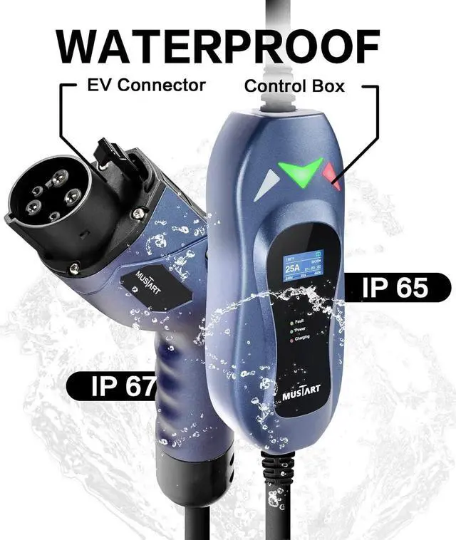 Alt view image 3 of 7 - Level 2 Portable EV Charger (240 Volt, 25ft Cable, 25 Amp), Electric Vehicle Charger Plug-in EV Charging Station with NEMA 10-30P