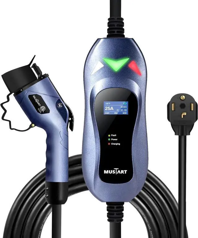 Alt view image 7 of 7 - Level 2 Portable EV Charger (240 Volt, 25ft Cable, 25 Amp), Electric Vehicle Charger Plug-in EV Charging Station with NEMA 10-30P