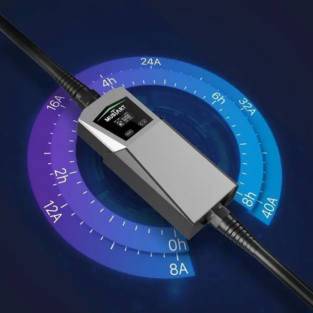 Alt view image 6 of 7 - 40 Amp EV Charger, Delayed Charging and Adjustable Current Electric Vehicle Portable Charger Level 2 EV Charging Station Compatible with SAE J1772 EVs (240 Volt, 24.6ft Cable, NEMA 14-50)