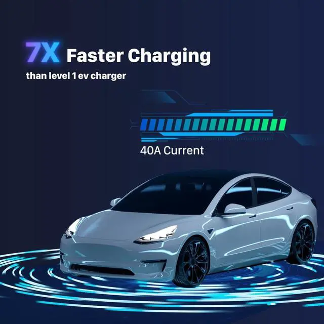 Alt view image 5 of 7 - 40 Amp EV Charger, Delayed Charging and Adjustable Current Electric Vehicle Portable Charger Level 2 EV Charging Station Compatible with SAE J1772 EVs (240 Volt, 24.6ft Cable, NEMA 14-50)